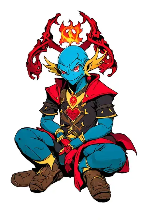 A Heartless From The Game Kingdom Hearts Sitting Down With A Coloured Outline