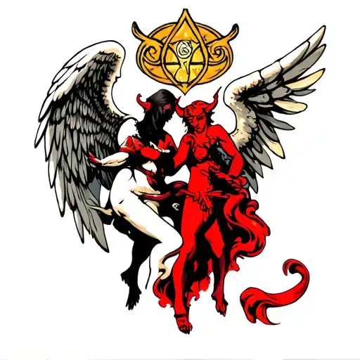 Old School Angel And Devil