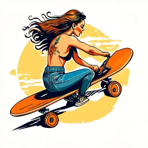 Woman Riding Longboard