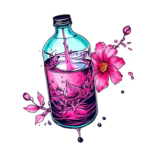 Pink Water In The Bottle