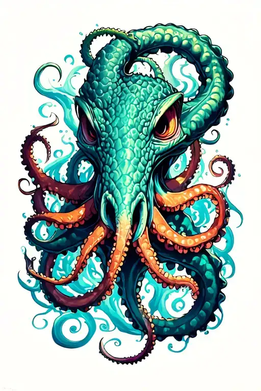 Kraken Wrapping Its Tentacles Ocean Depths
