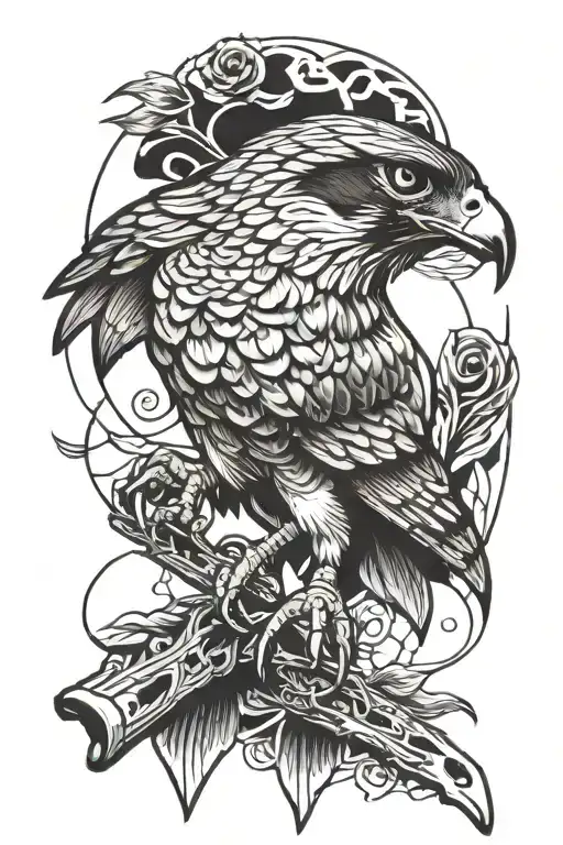 Falcon On Skeleton Arm