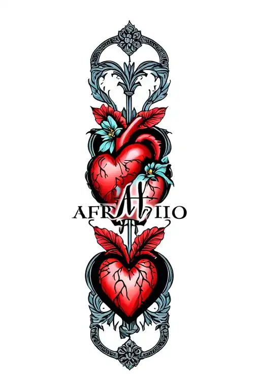Afrid Name And Heart Shape