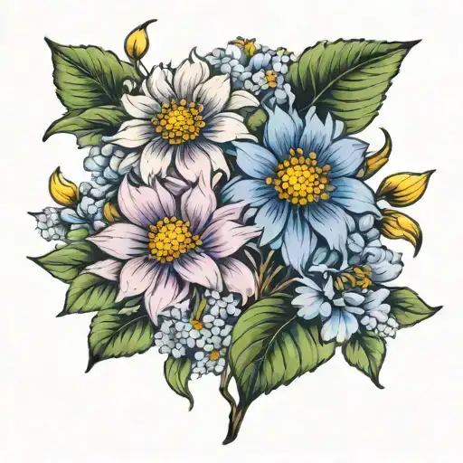 Chrysanthemum And Larkspur Flower