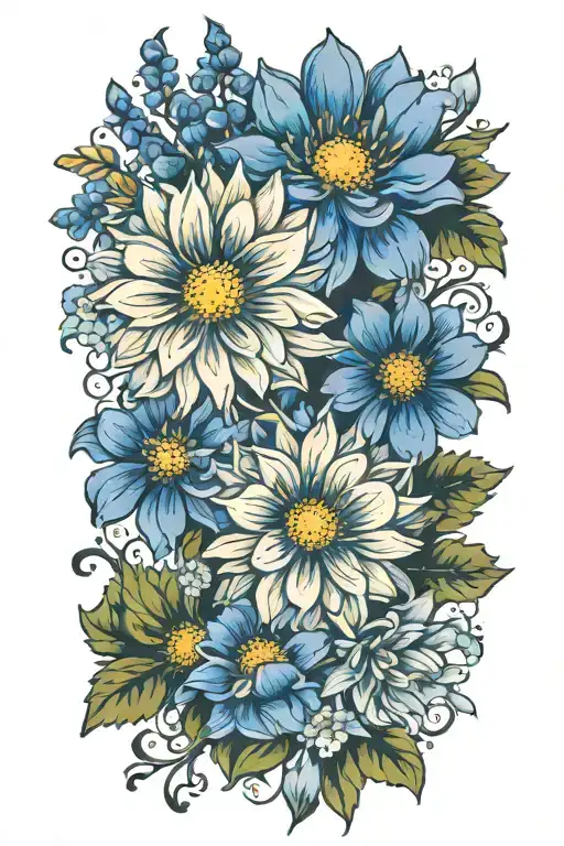 Chrysanthemum And Larkspur Flower