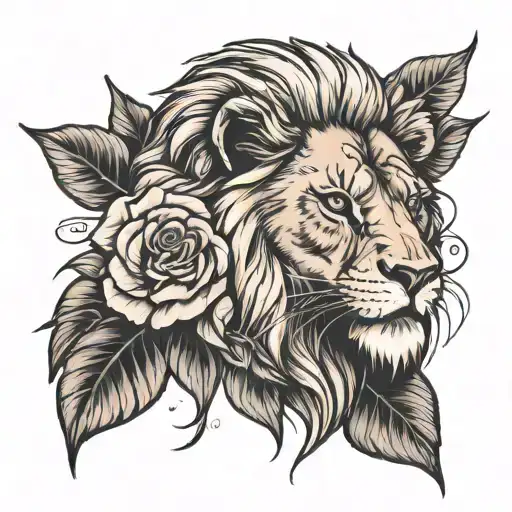 Lion With A Death Rose Growing