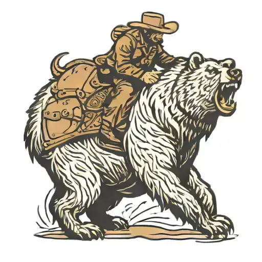 Cowboy Riding A Grizzly Bear