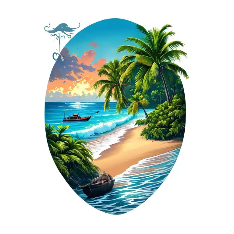 Costa Rica Beach Scene Depicted