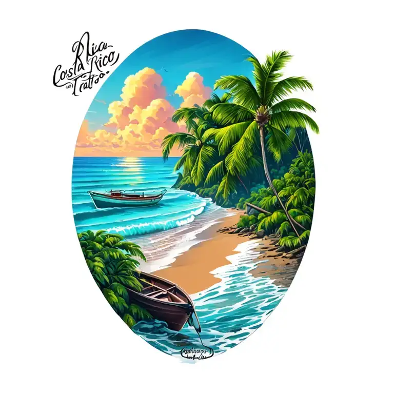Costa Rica Beach Scene Depicted