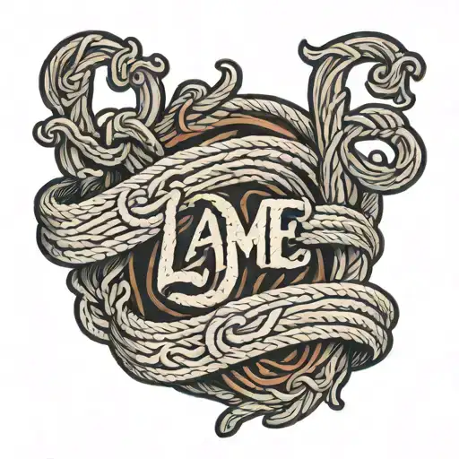 The Word Lame In Letters That Are Styled As Being Made Of Rope