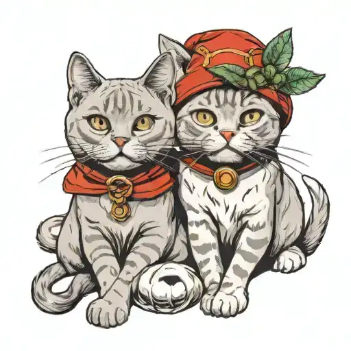 Two British Shorthair Cat With Elf