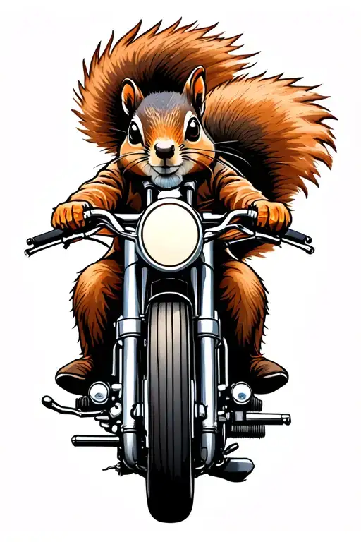 Squirrel On A Motor Bike
