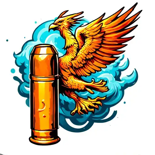 A Fired Shotgun Shell With Phoenix Rising From The Smoke