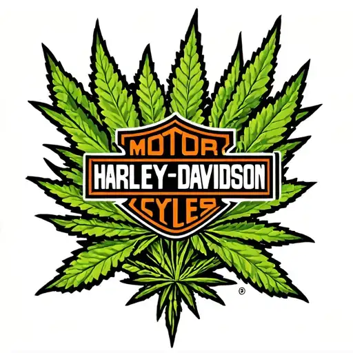 Harley-davidson Logo With Marijuana In The Background