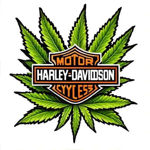 Harley-davidson Logo With Marijuana In The Background