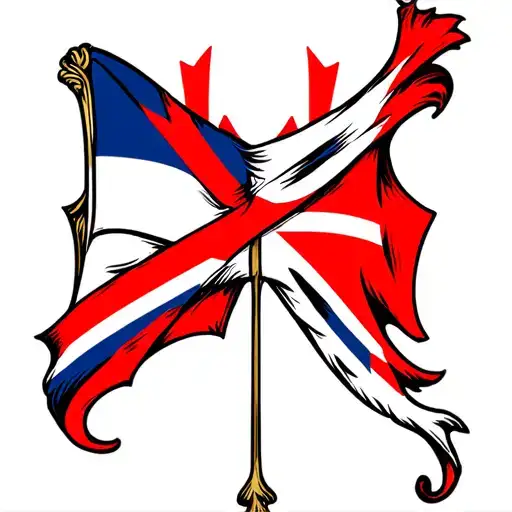 Canadian Flag And England Flag Intertwined