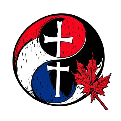 Yingyang Canadian Flag With Cross Of St George