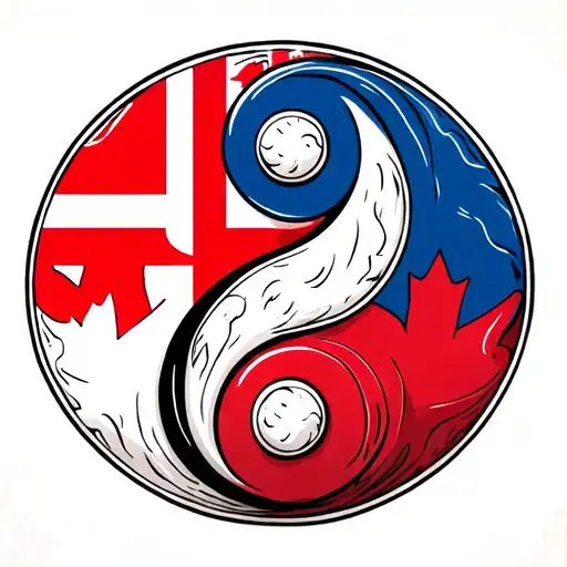 Yingyang Canadian Flag With England Flag Intertwined