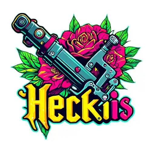 Create A Logo With Neon Colors With The Lettering Heckiiiis Ink And A Tattoo Machine