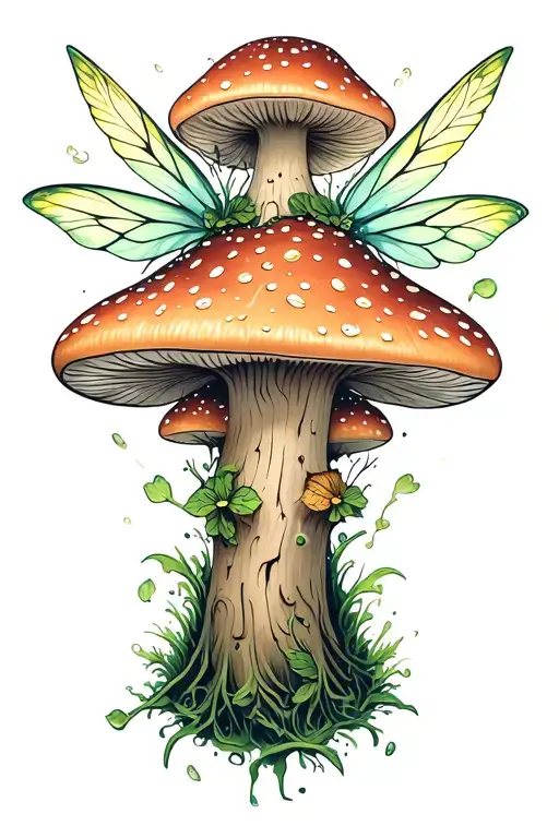 Tree Trunk Mushroom Fairy Surrounded