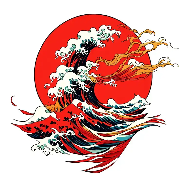 Japanese Waves Merging Together