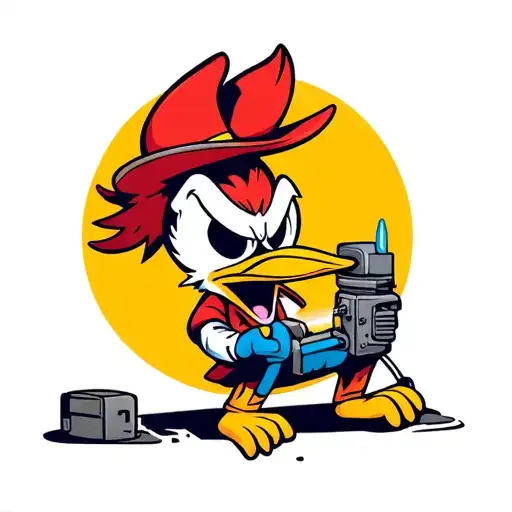 Woody Woodpecker As A Welder Working