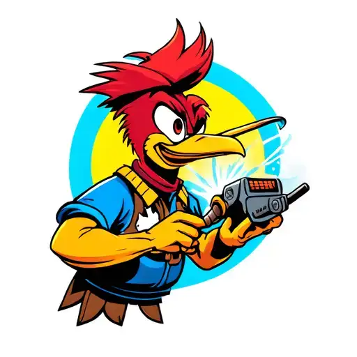 Woody Woodpecker As A Welder Working
