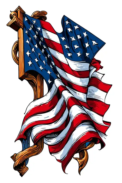 American Flag With A Cross