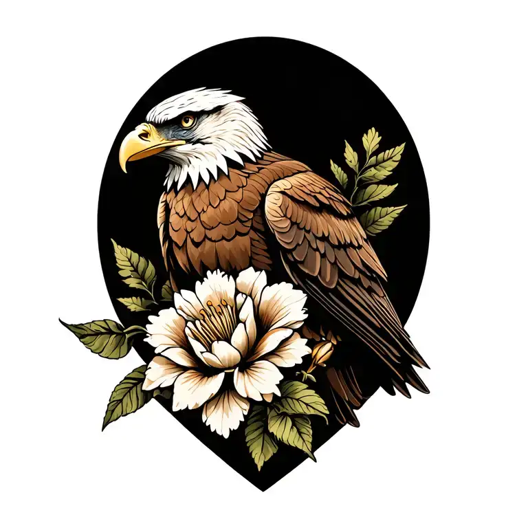 Eagle And Flower Blooming