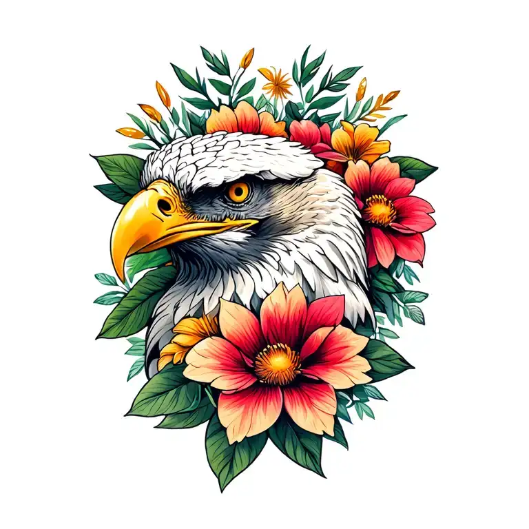 Eagle And Flower Bouquet
