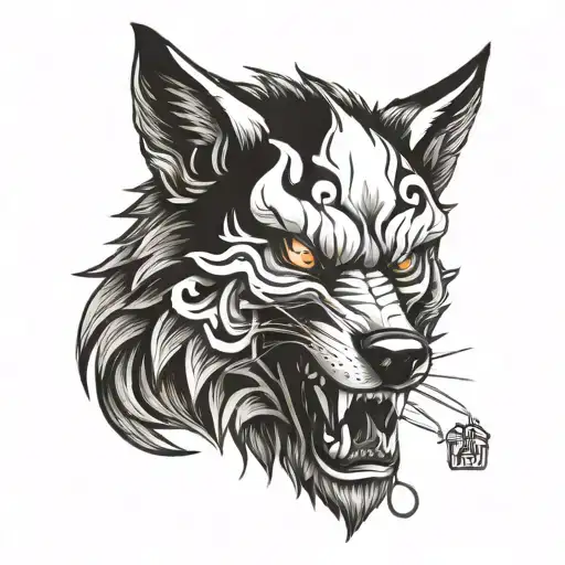 Japane Mask Aside Wolf Head