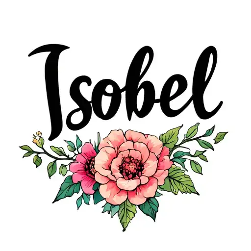 The Word Isobel In Cursive Tattoo Without Flowers