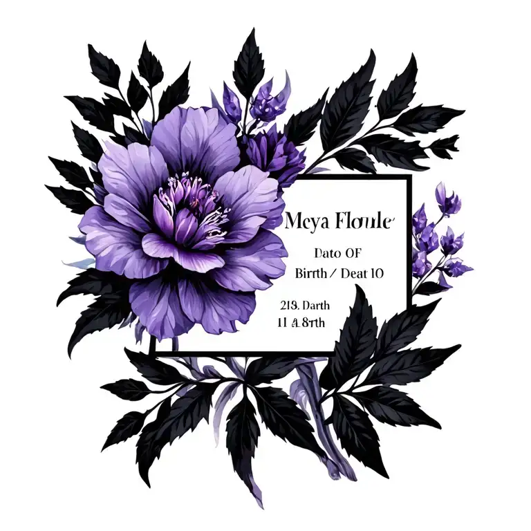 Amethyst Violet Flower Large Black Leaves Memorial Date Of Birth And Death
