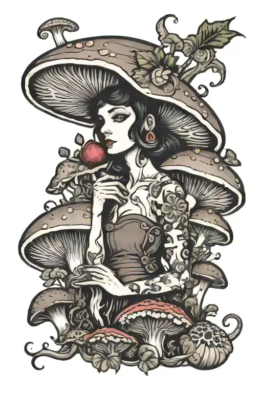 Mushroom Lady With Dark Hair
