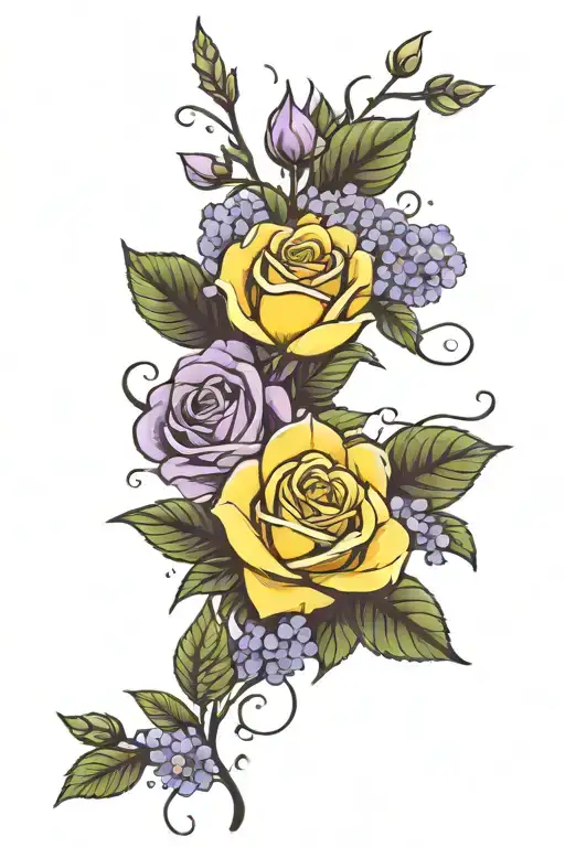 Yellow Rose And Lilac Bouquet