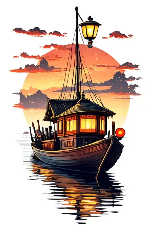 Boat Jetty With Lanterns