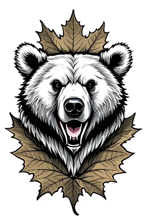 Maple Leaf Bear Head