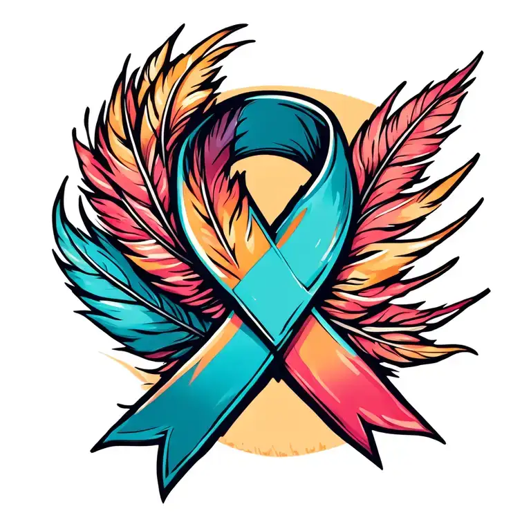 Cancer Ribbon Feather