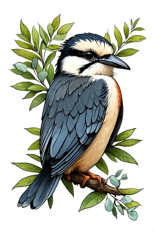 Kookaburra And Eucalyptus Leaves