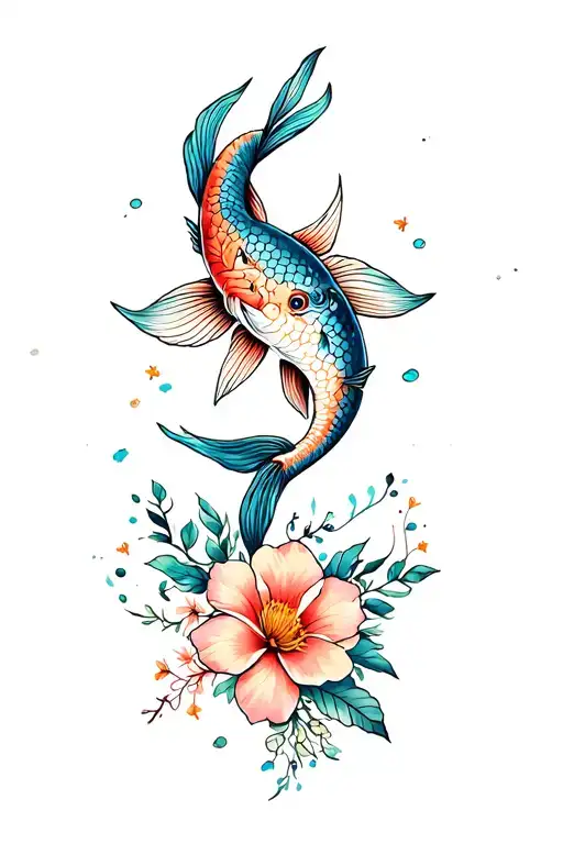 Pisces And Flowers Blooming