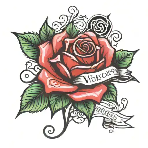 Rose And Name Written Next To It Viktorija