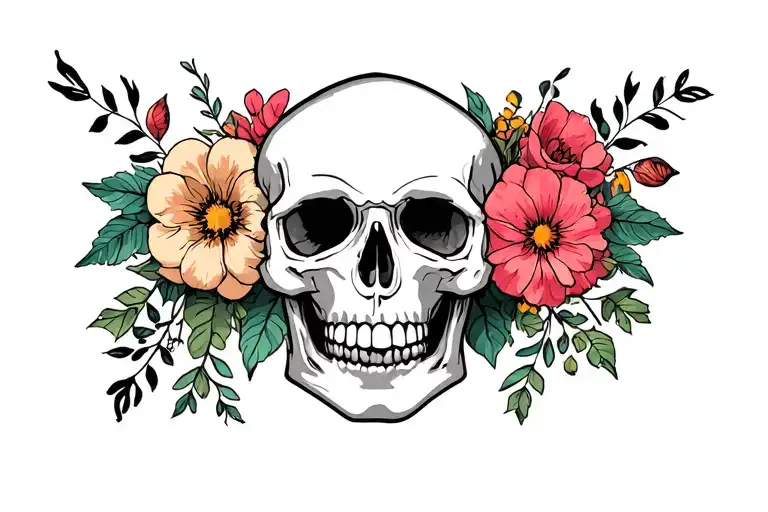 Skulls And Flowers