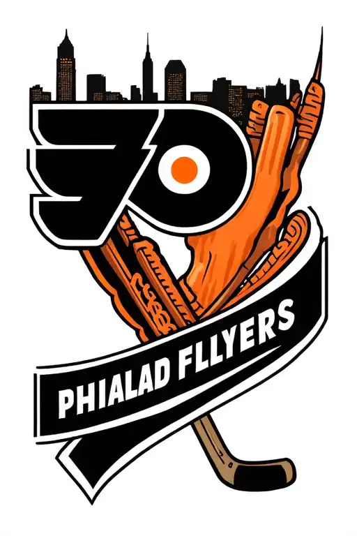 Draw Me A Tattoo With The Philadelphia Flyers Logo And Philadelphia Skyline For A Man's Calf