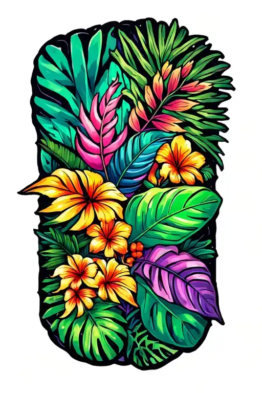 Colorful Tropical Plants Intertwined Forearm