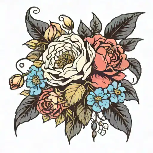 Rose Larkspur Flower Peony Cherry Blossom Bouquet Tied