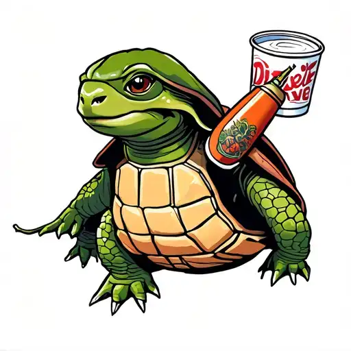 Turtle Wearing A Dixie Cup And Carrying A Torpedo