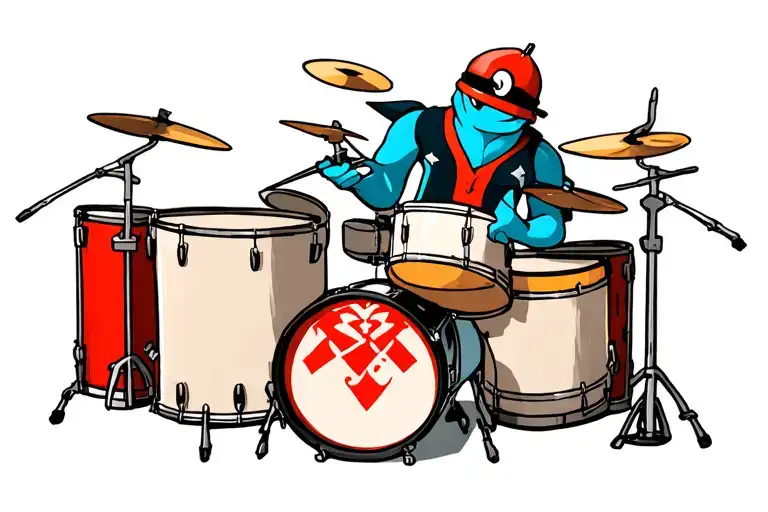 A Pokeman Playing The Drums
