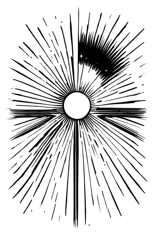 Black And White Minimal Sun Flare With Small Rainbow Sundog On One Side