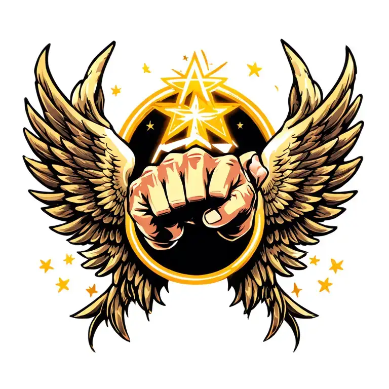 Wings With Fist And Star Sign