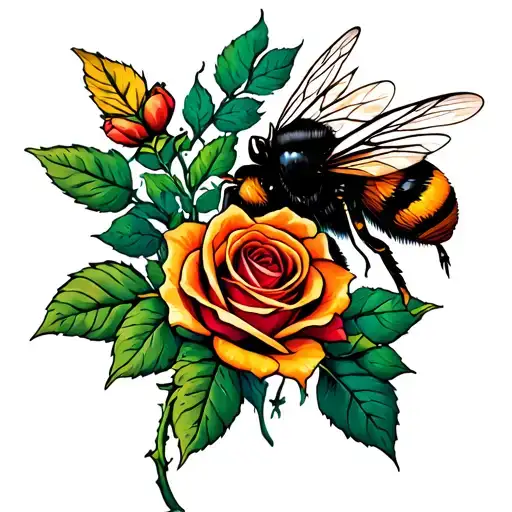 Rose And Bumblebee